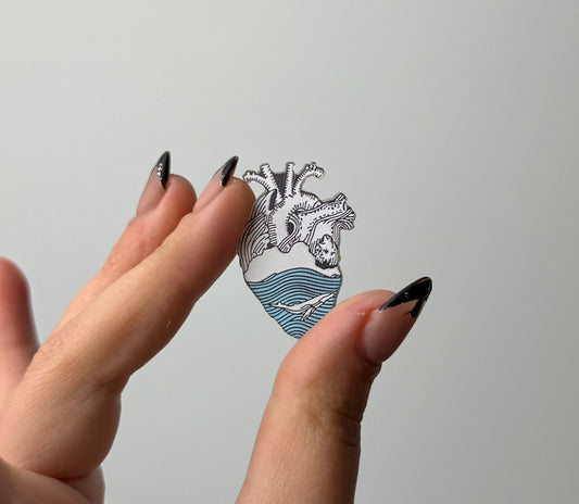 Whale atomical heart pin