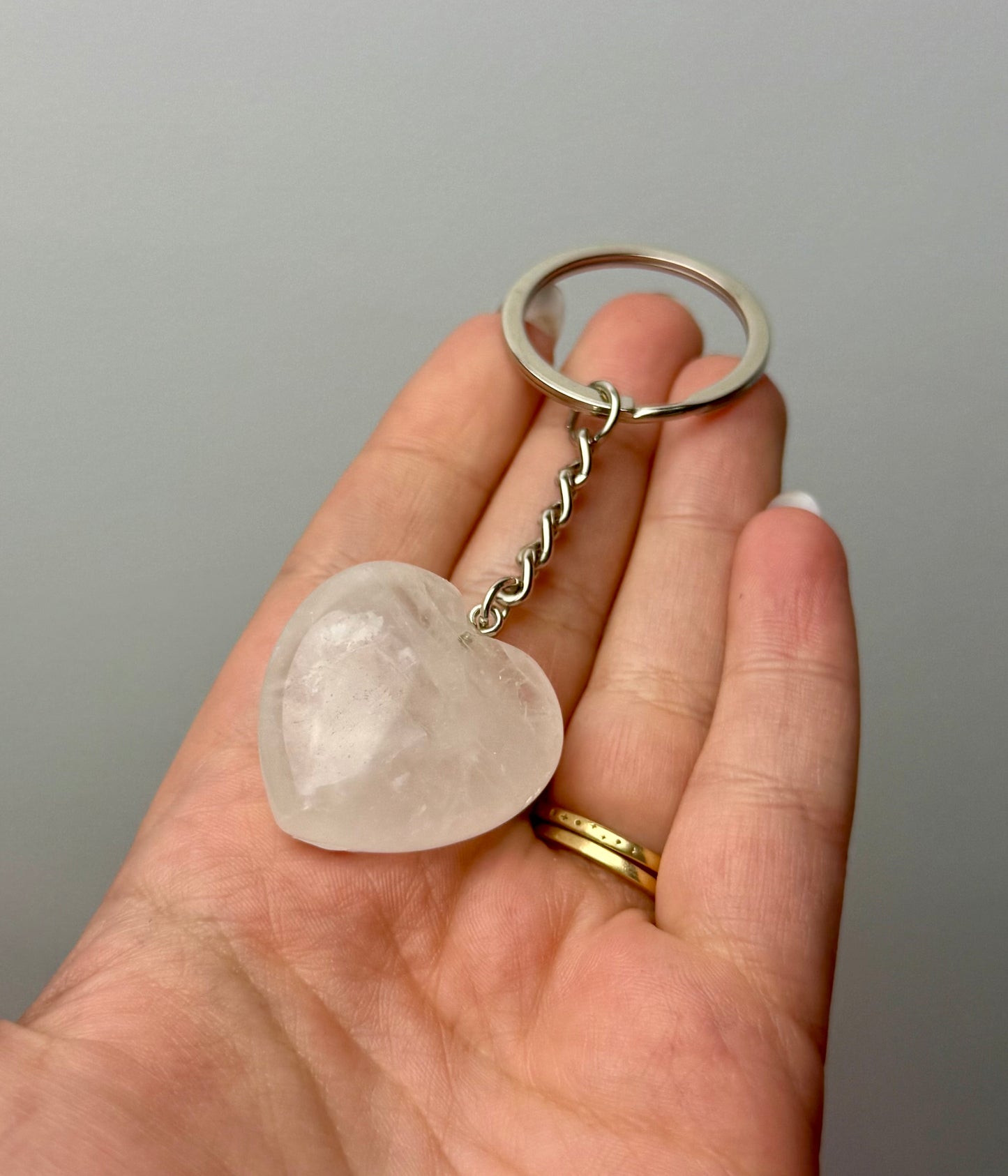Quartz heart keychain