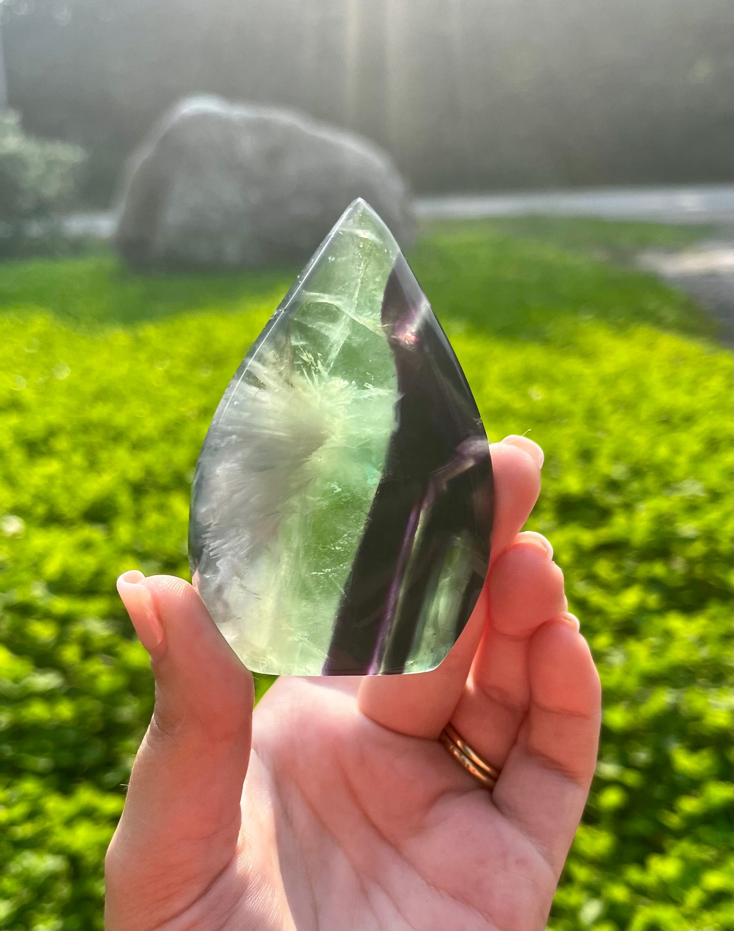 Feather fluorite tear freeform