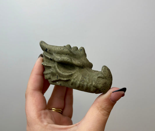 Pyrite dragon head carving