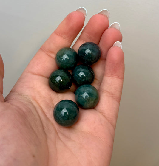 Moss agate mini spheres