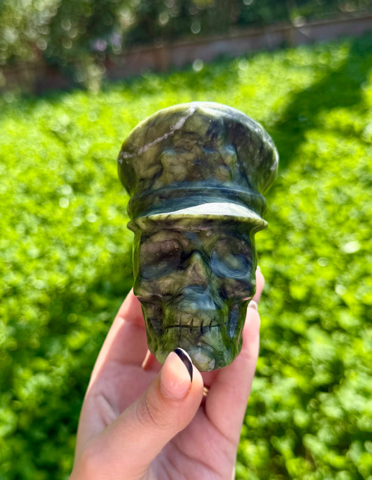 Jade skull carving
