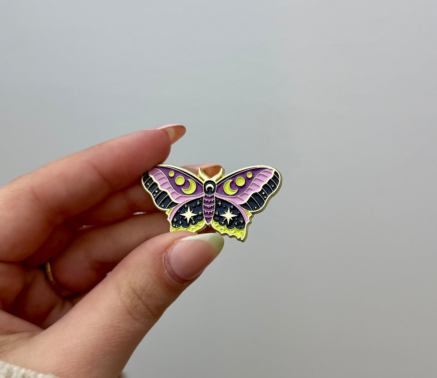 Purple moth enamel pin