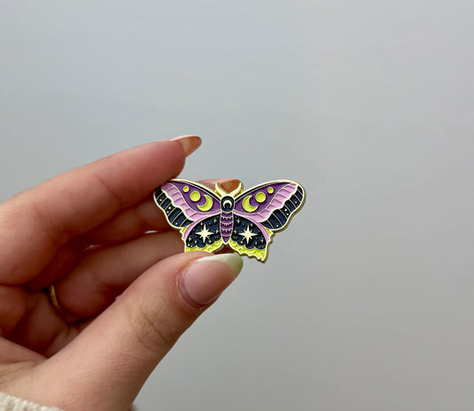 Purple moth enamel pin