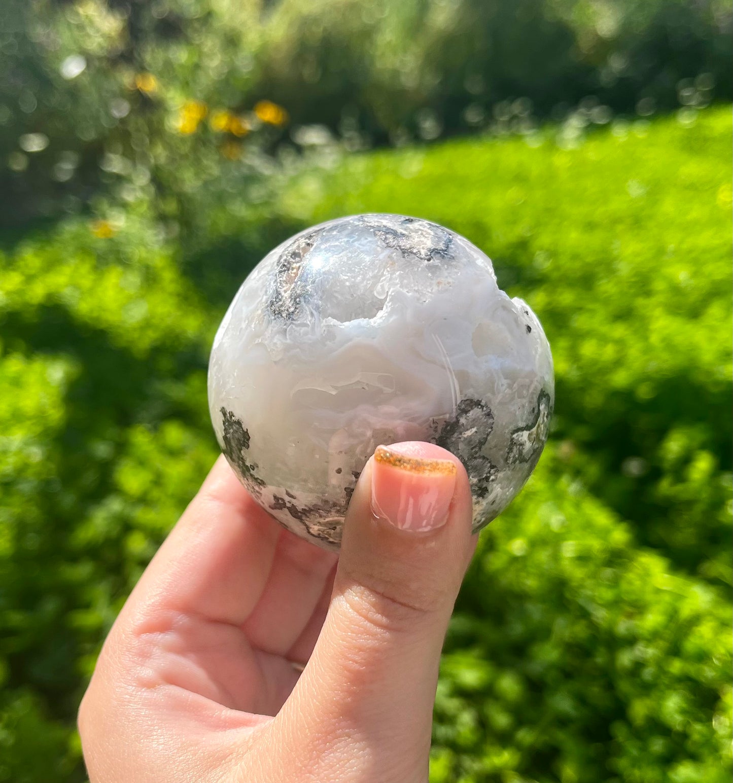 Moss agate sphere