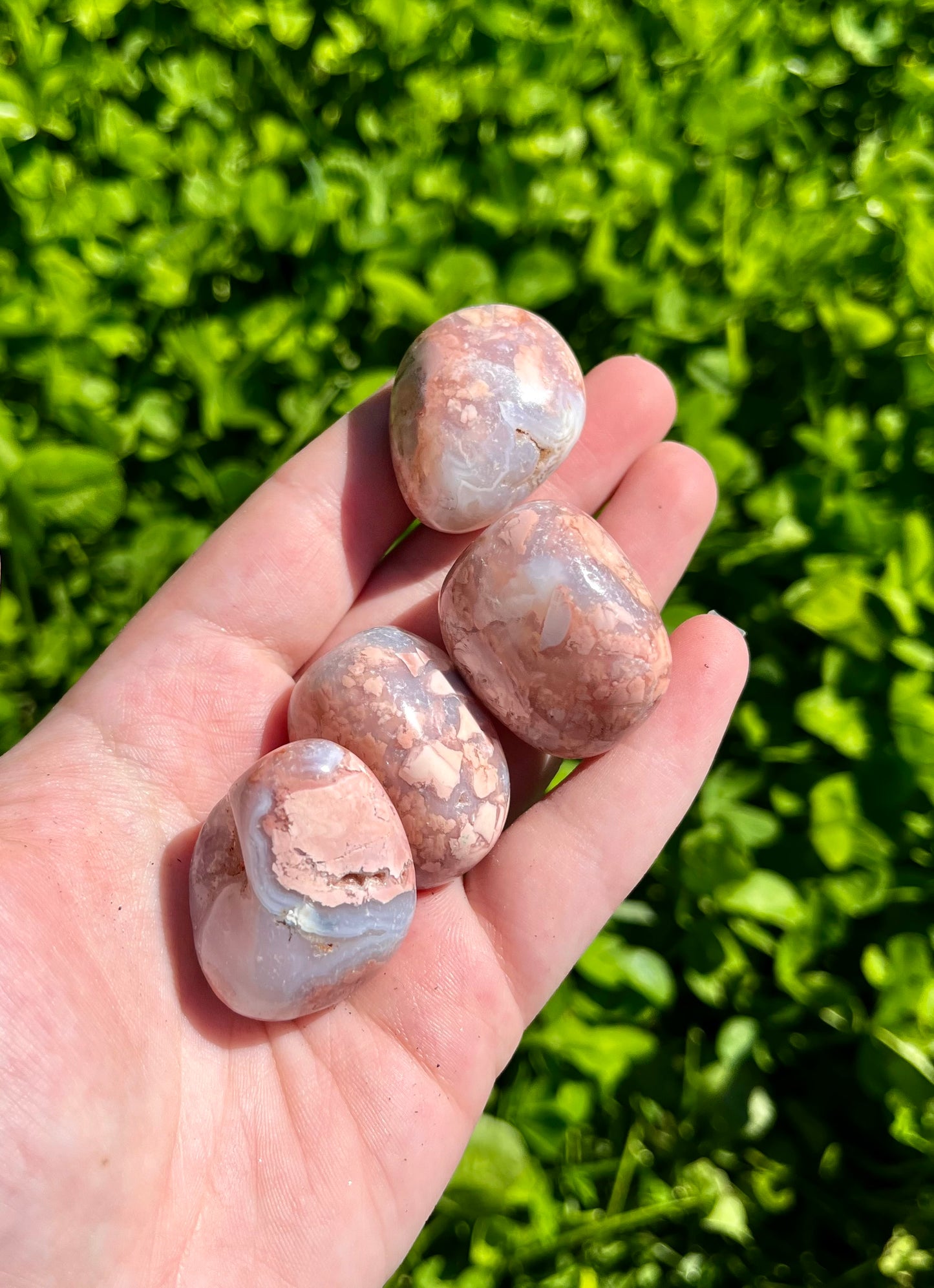 Pink cotton candy agate tumbles