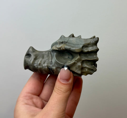 Volcano agate dragon head carving