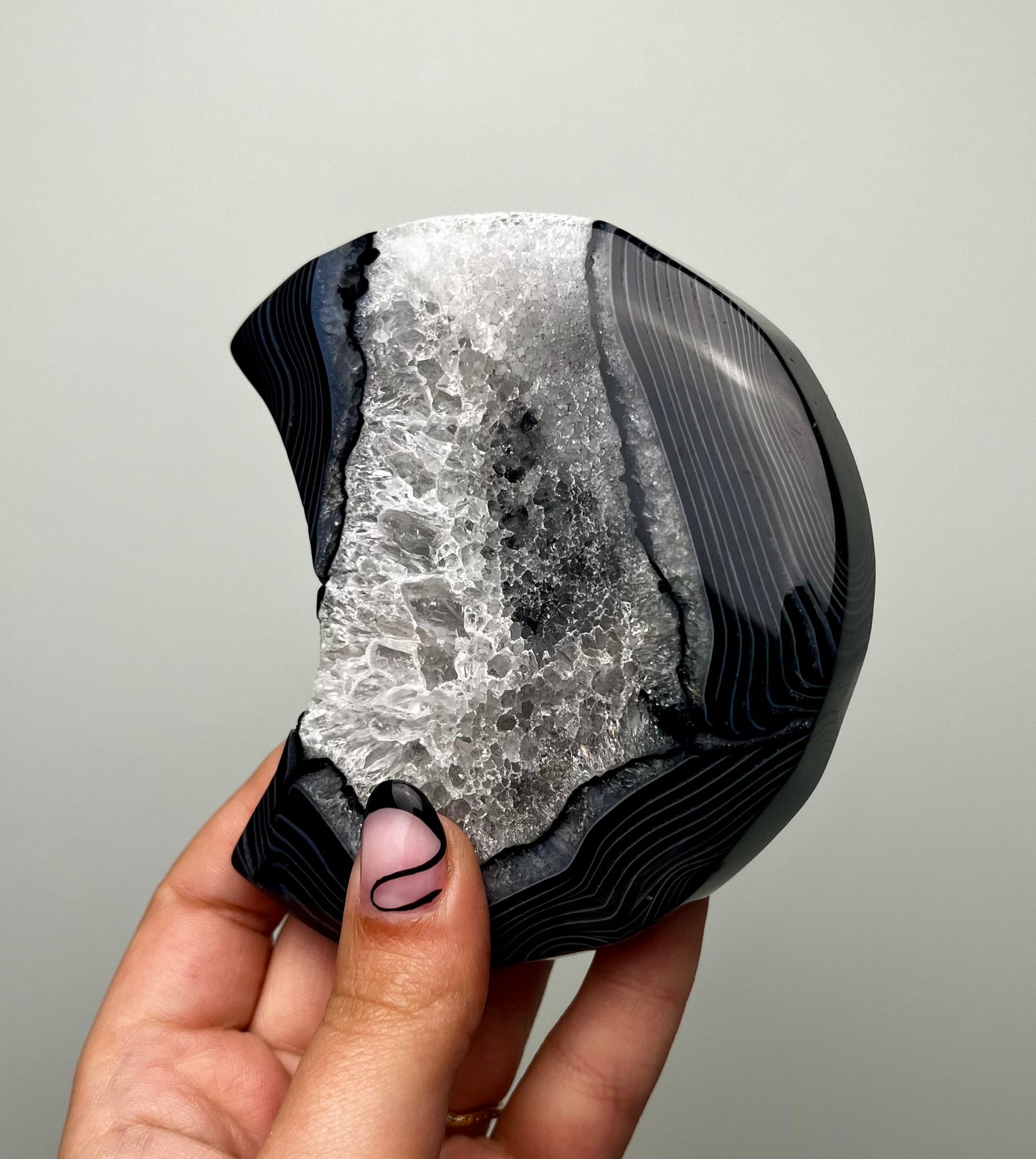 Black agate moon carving