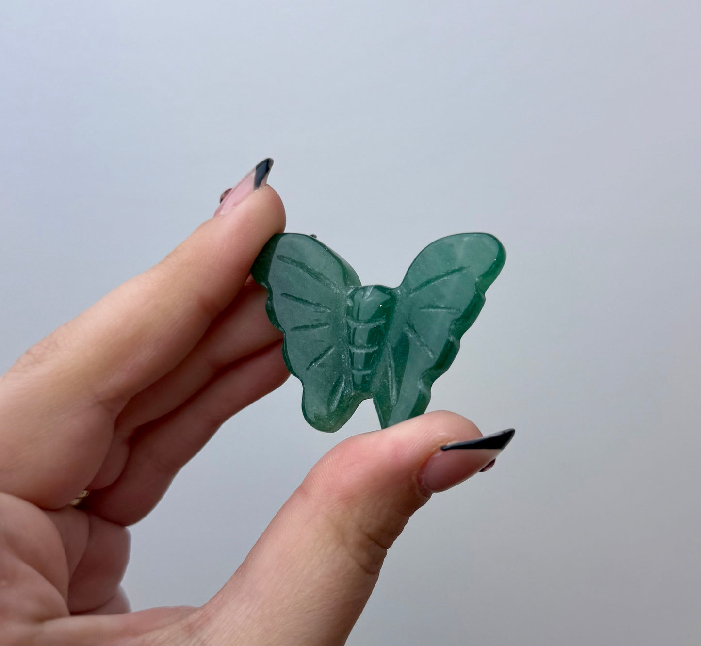 Green aventurine butterfly carving