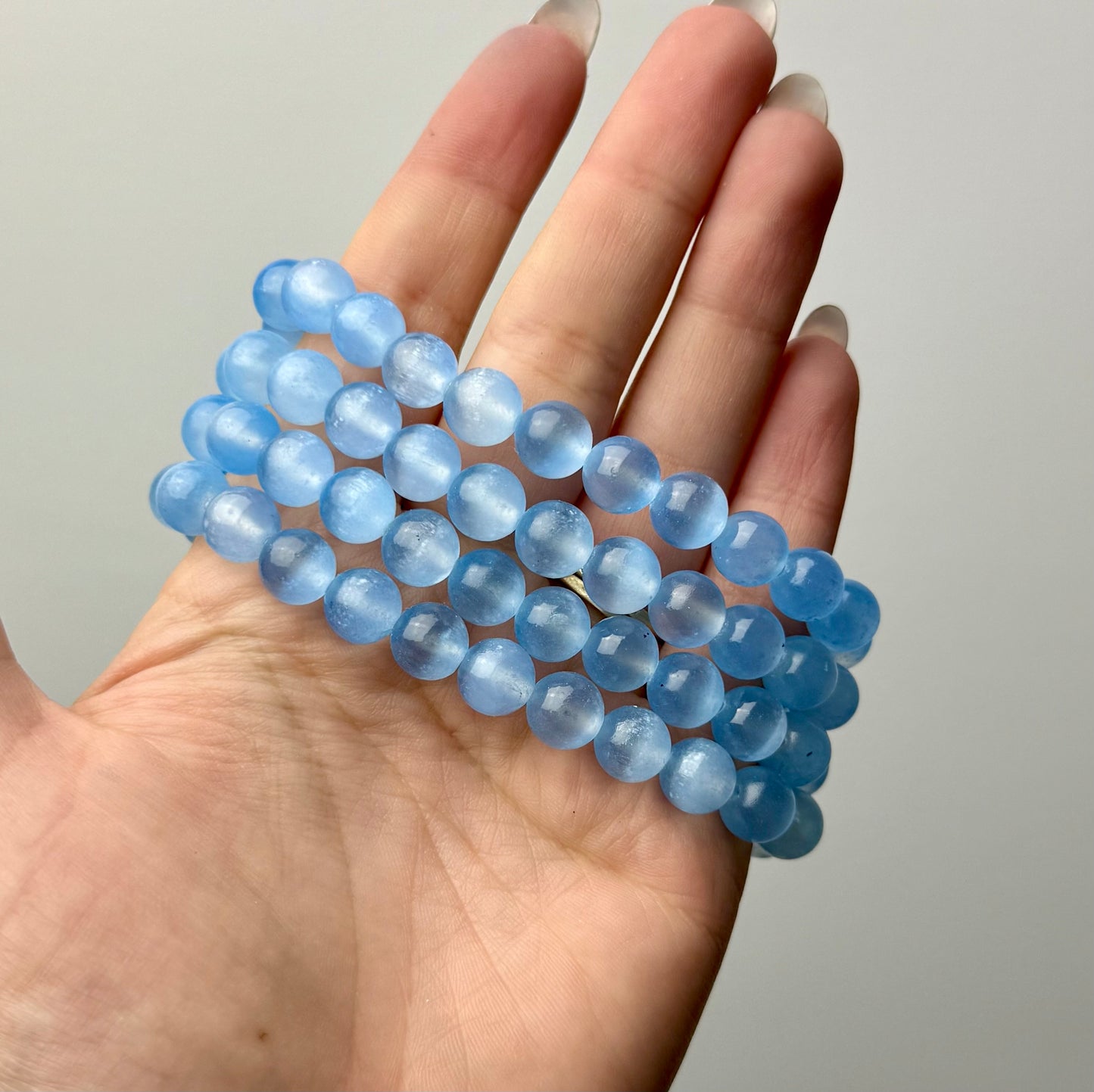 Dyed blue satin spar bracelets