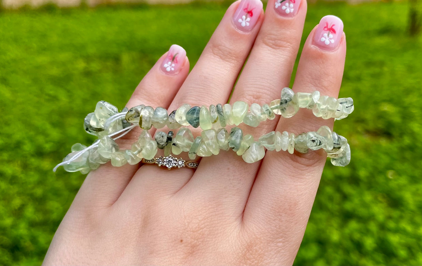 Prehnite chip bracelets