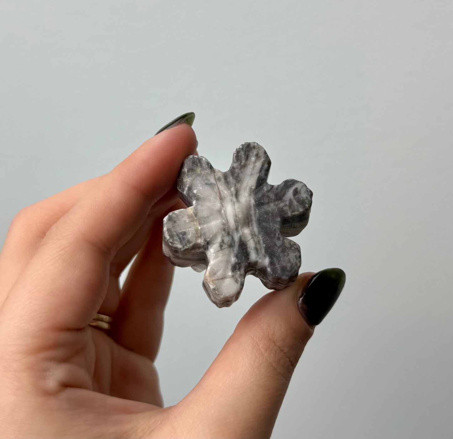 Picasso jasper snowflake carving