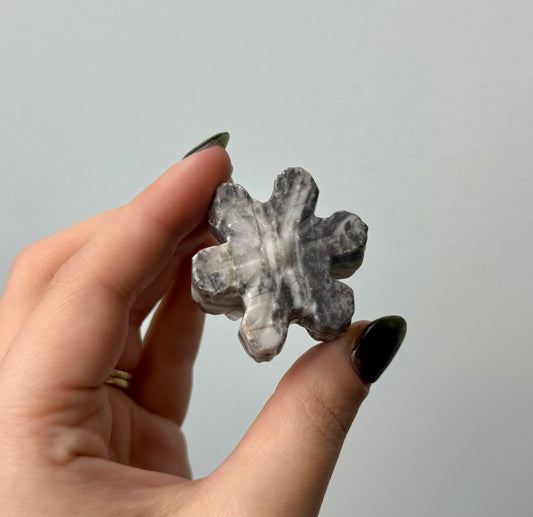 Picasso jasper snowflake carving