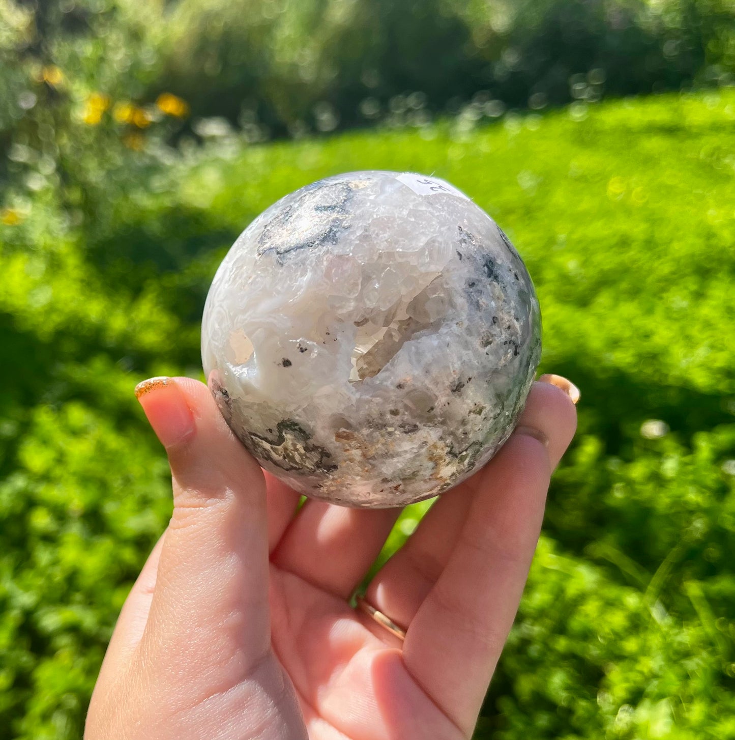 Moss agate sphere