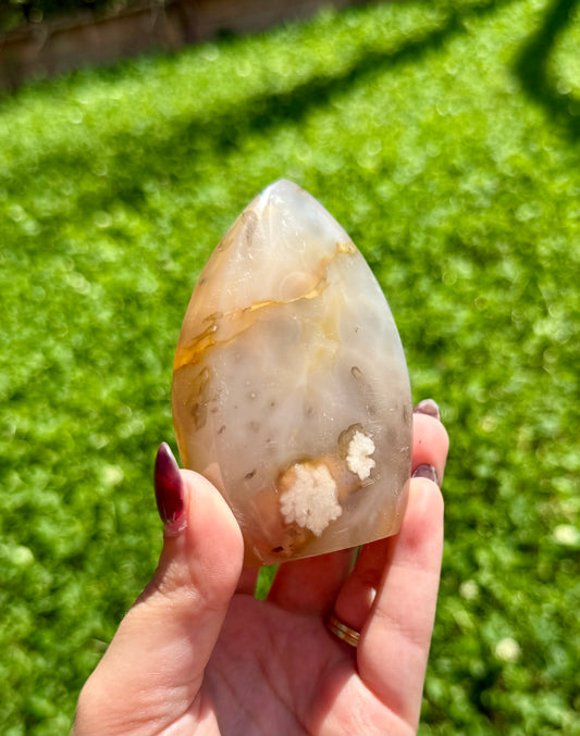 Flower agate tear freeform