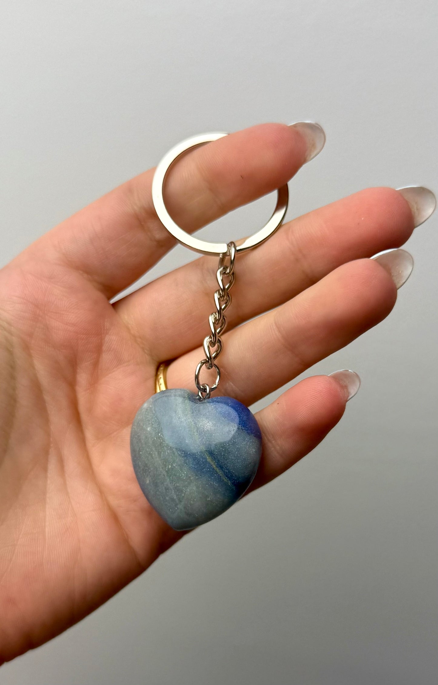 Blue aventurine heart keychain