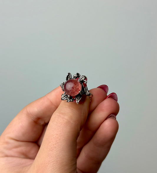 Strawberry Quartz adjustable ring