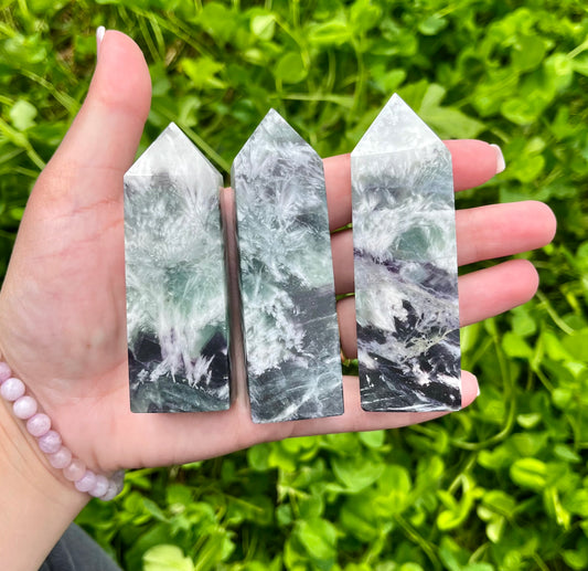 Feather fluorite towers