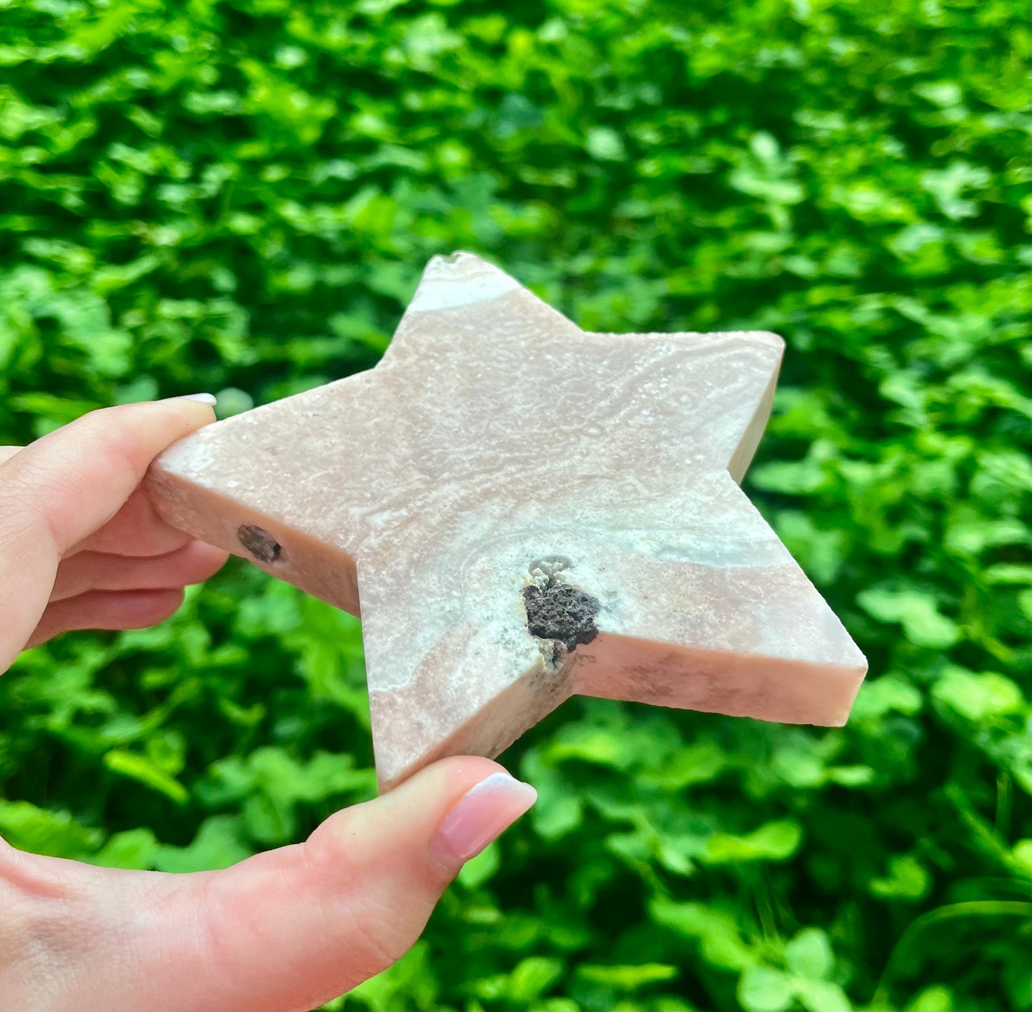 Pink amethyst star carvings