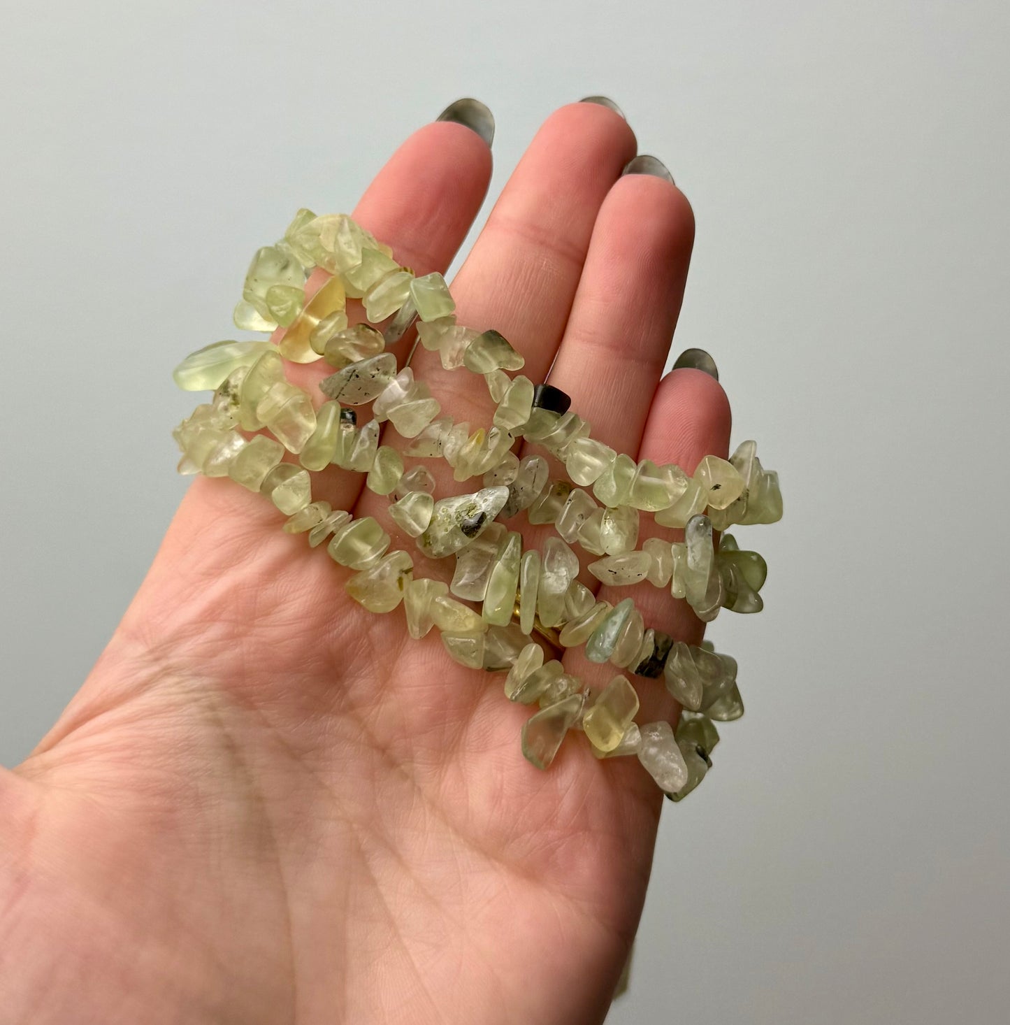 Prehnite chip bracelets