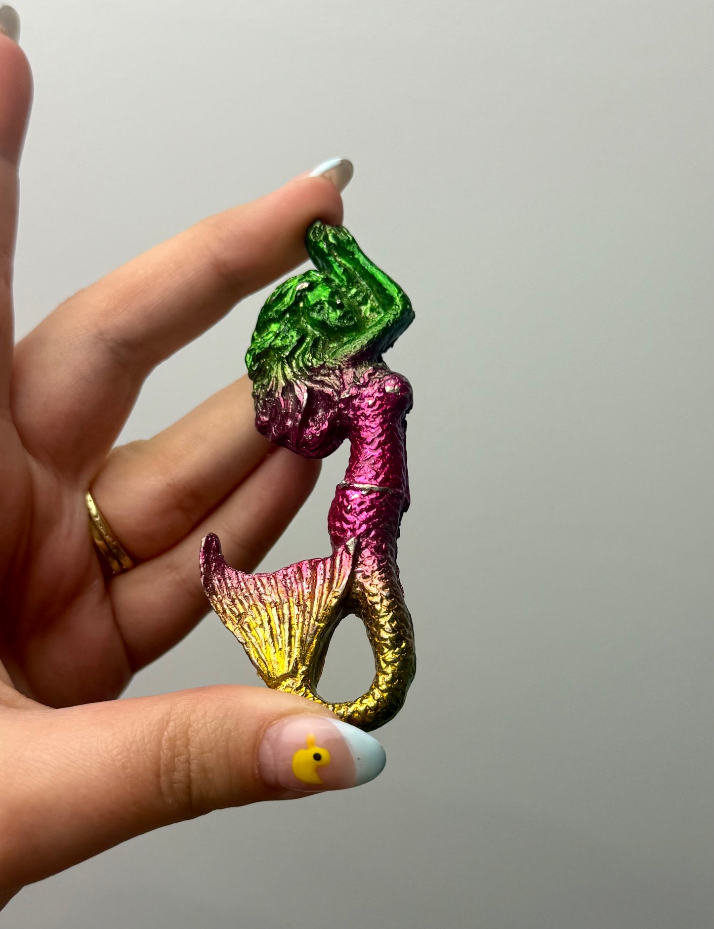 Bismuth mermaid carving