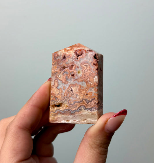 Pink crazy lace agate tower
