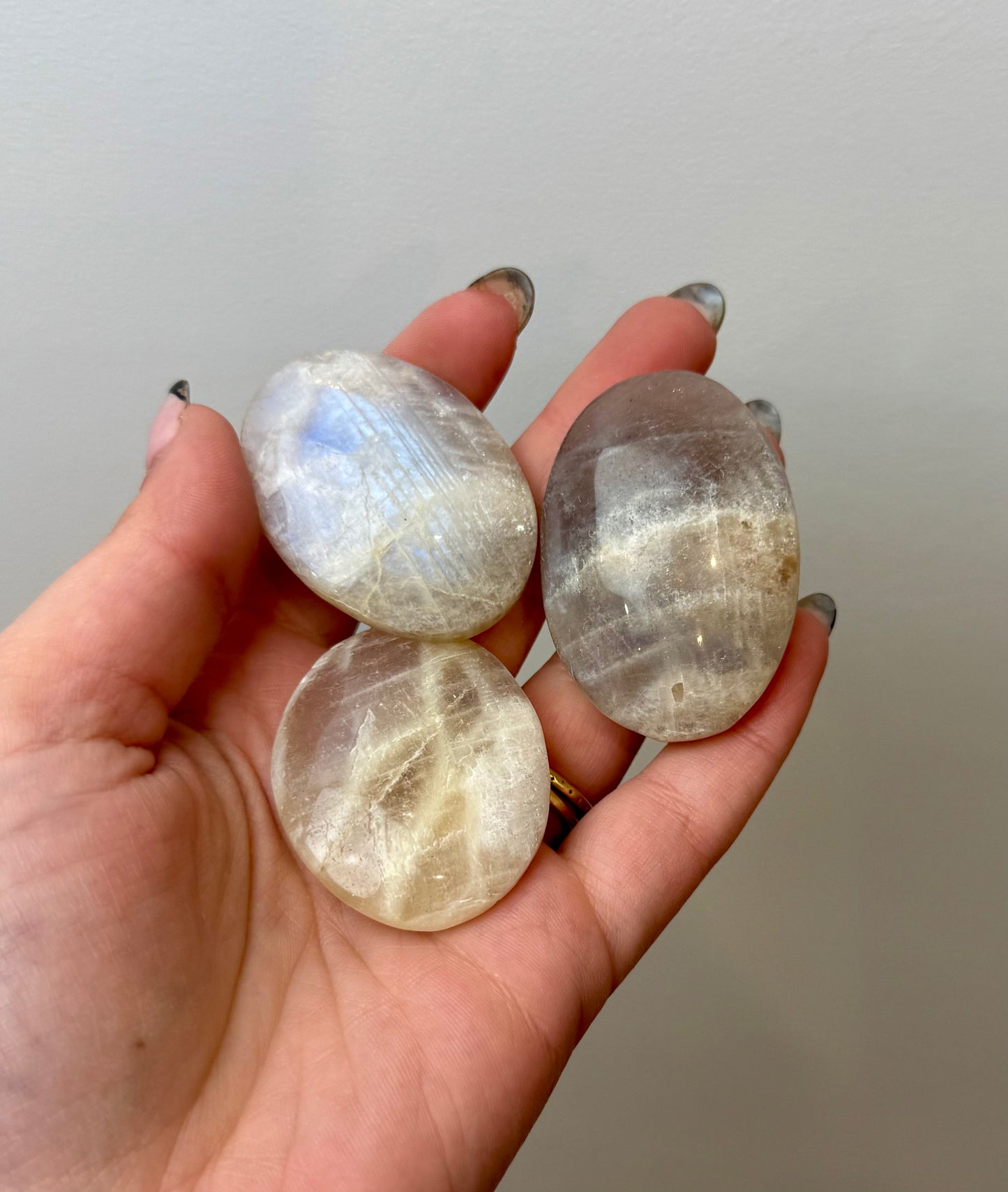 Blue moonstone palm stones
