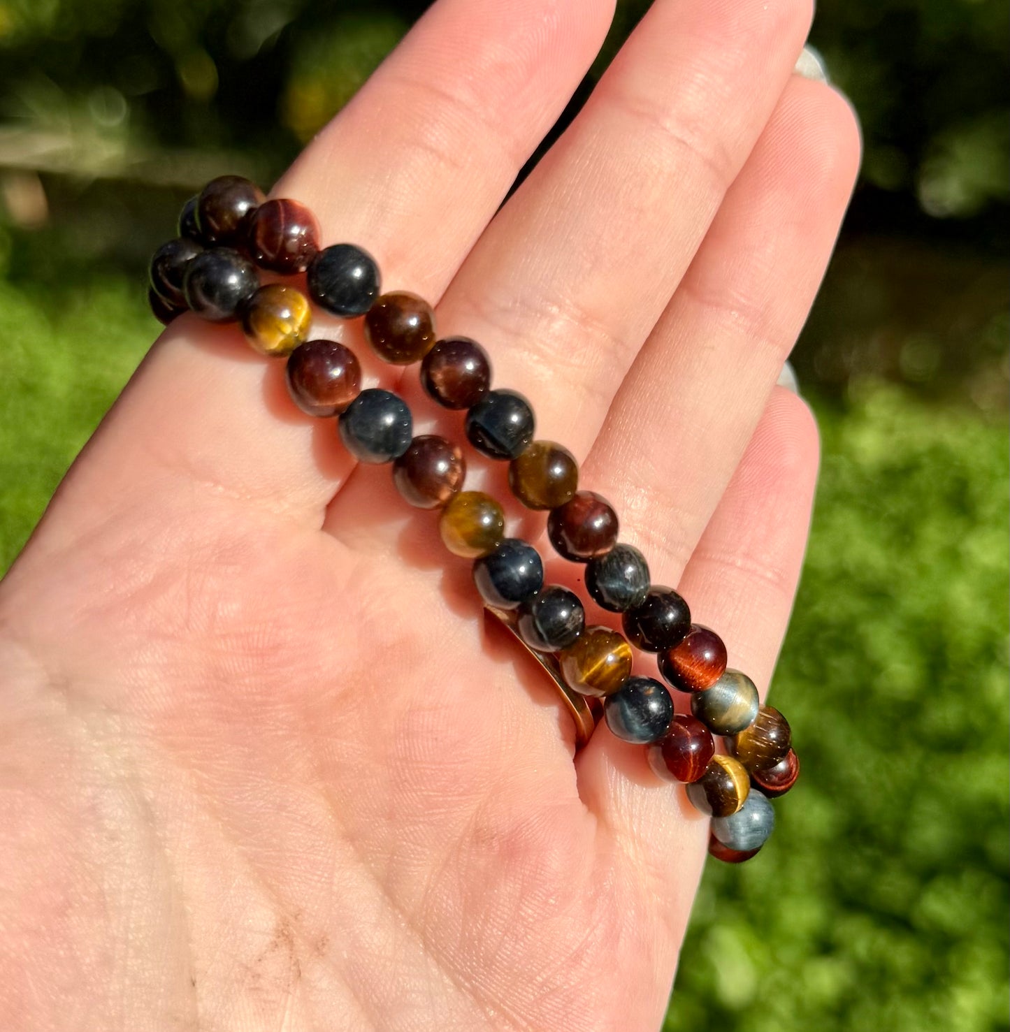 6mm dyed rainbow tigers eye bracelets