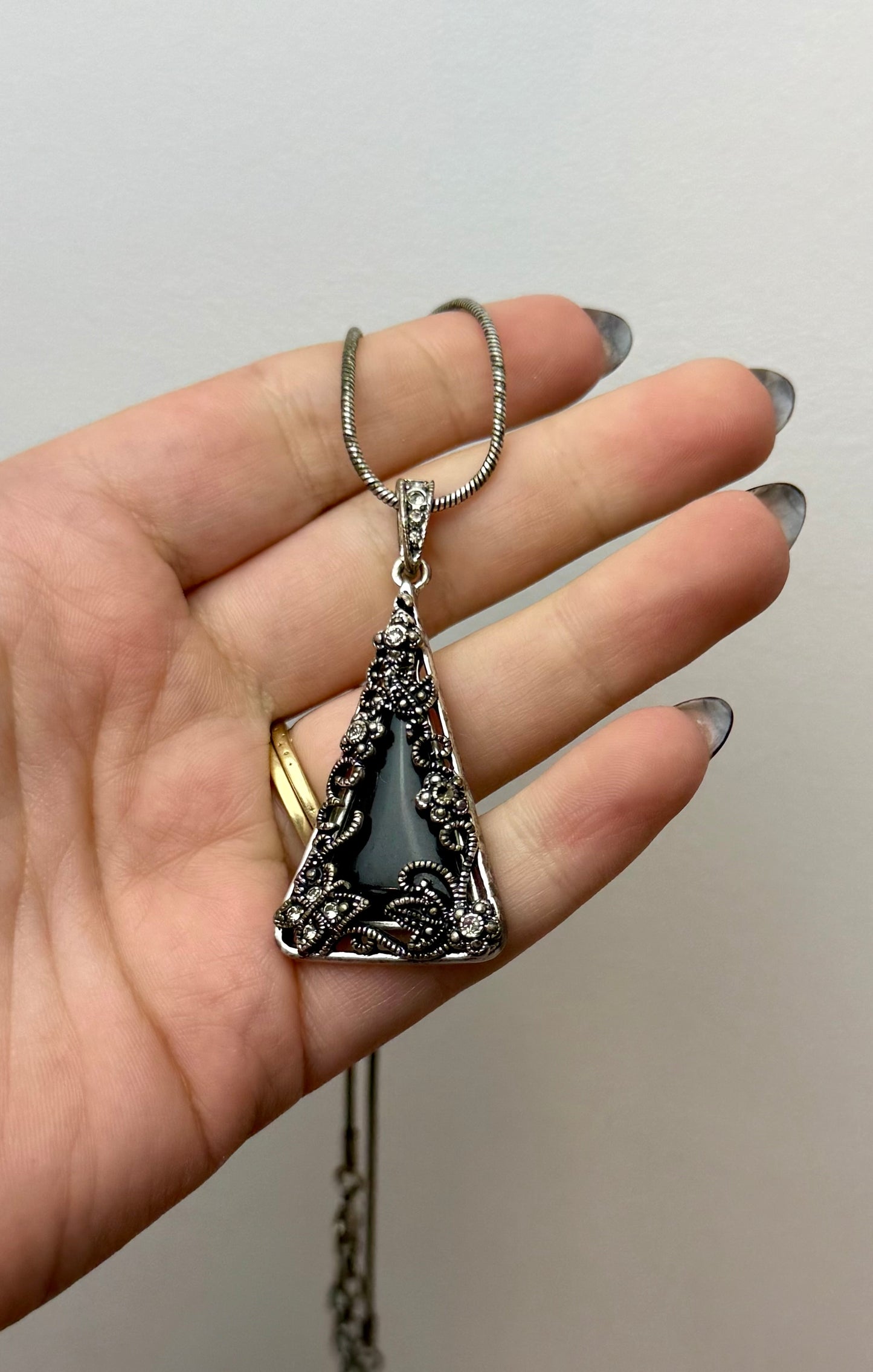 Obsidian necklace thrifted find