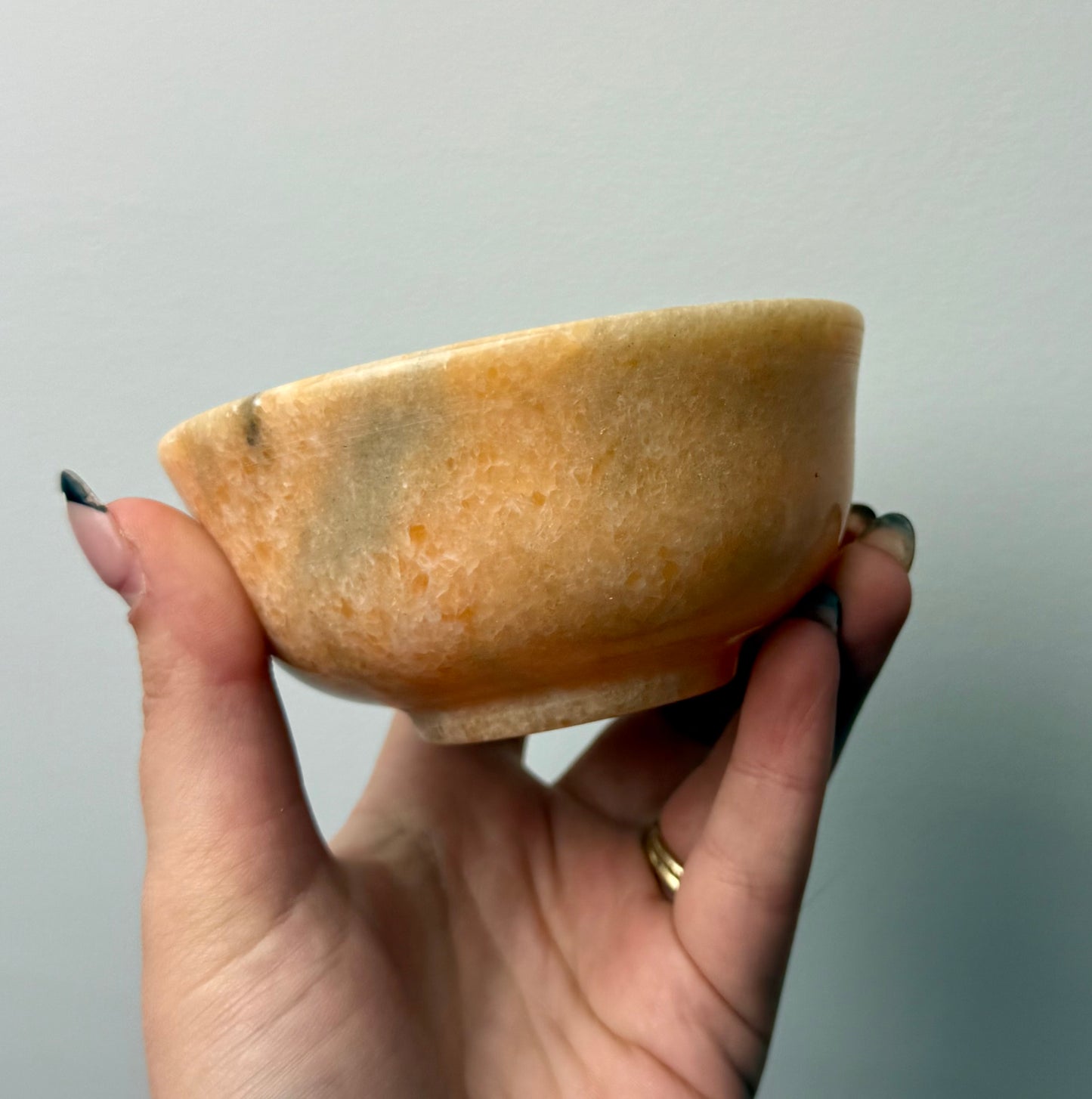 Peach stone jade bowl