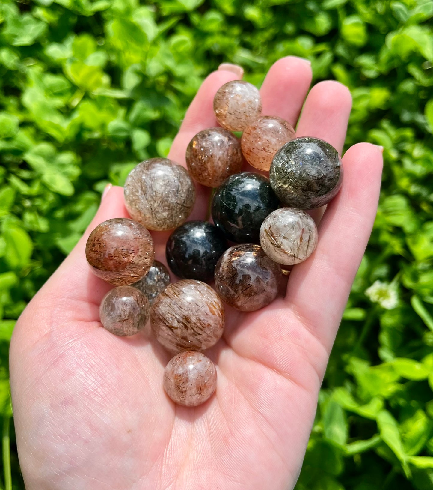 Mix rutilated quartz mini spheres