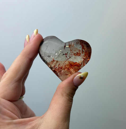 Dyed smoky quartz heart carvings