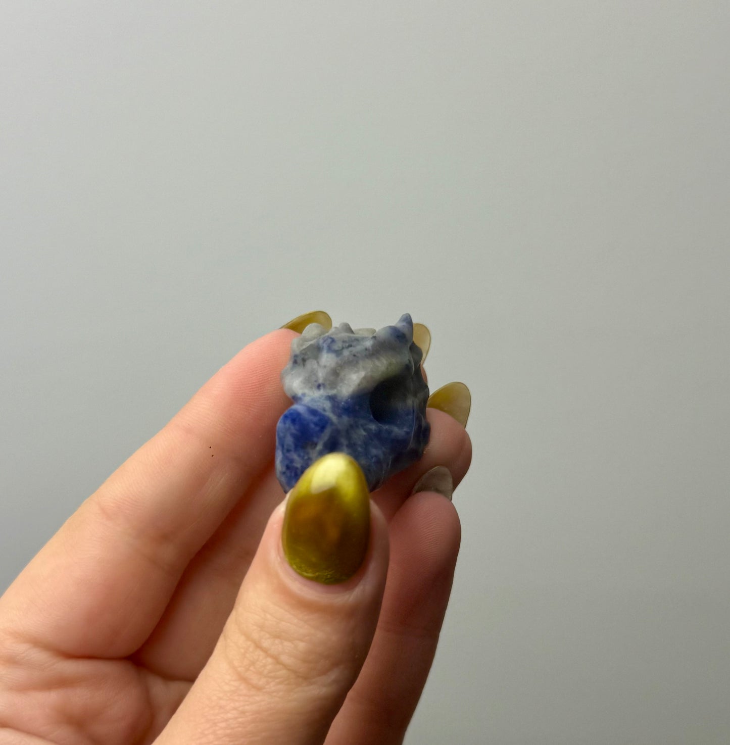 Sodalite dragon head carving
