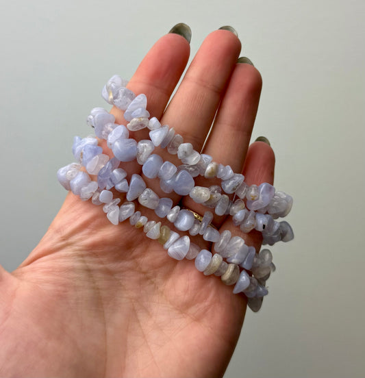 Blue lace agate chip bracelets
