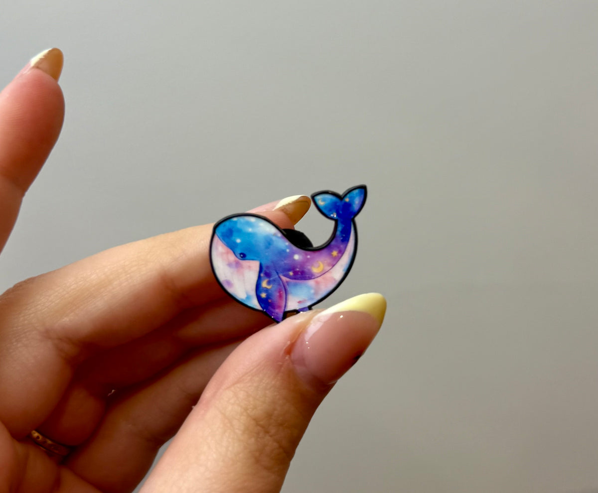 Whale enamel pin