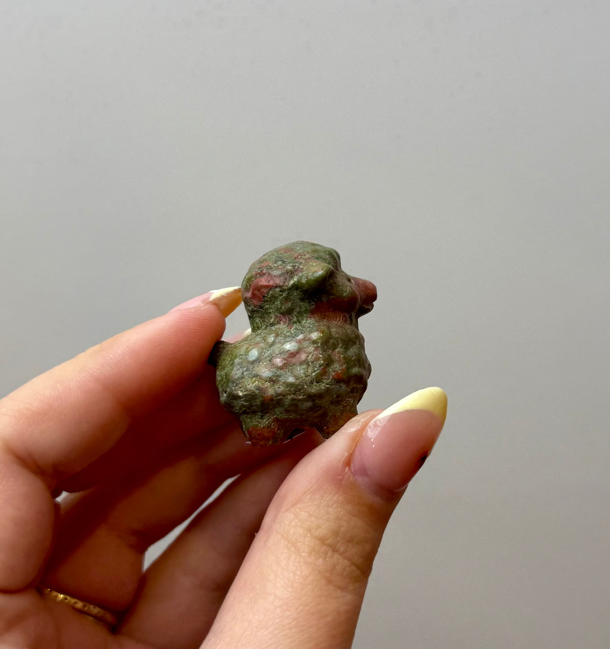 Unakite sheep carving