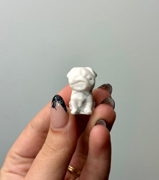 Howlite dog carving