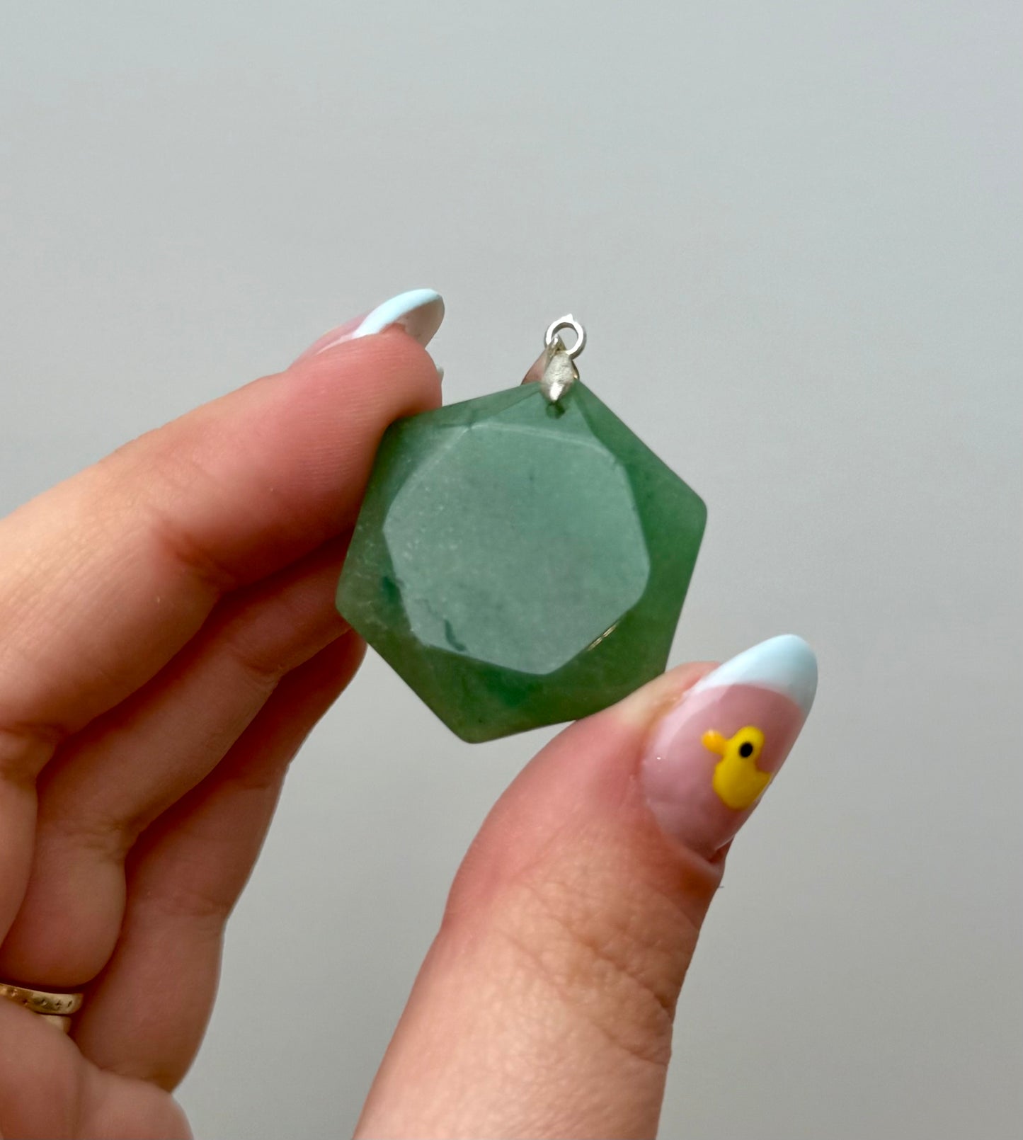 Green aventurine hexagon pendant