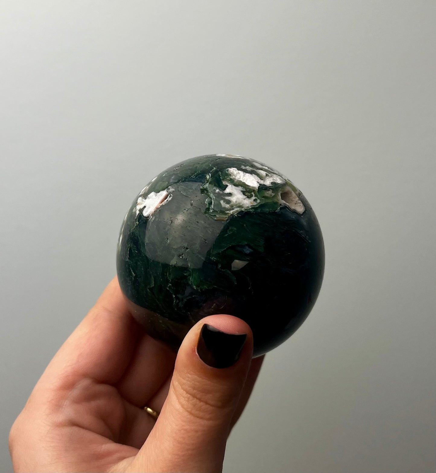 Moss agate sphere