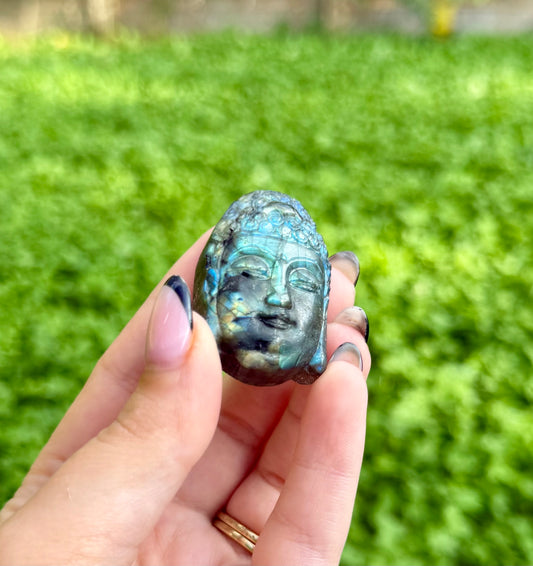 Labradorite buddha head carving