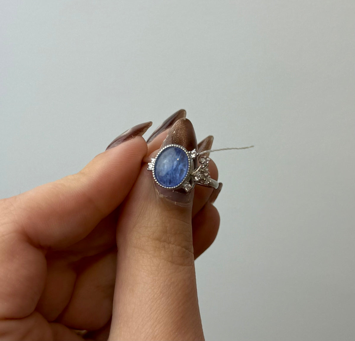 Blue kyanite adjustable ring