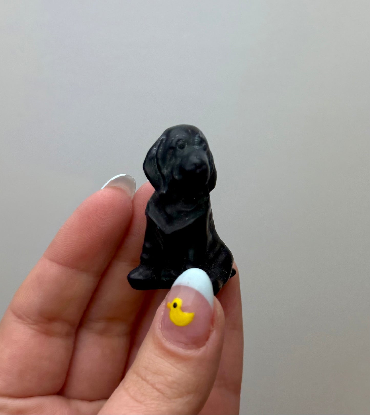 Obsidian dog carving