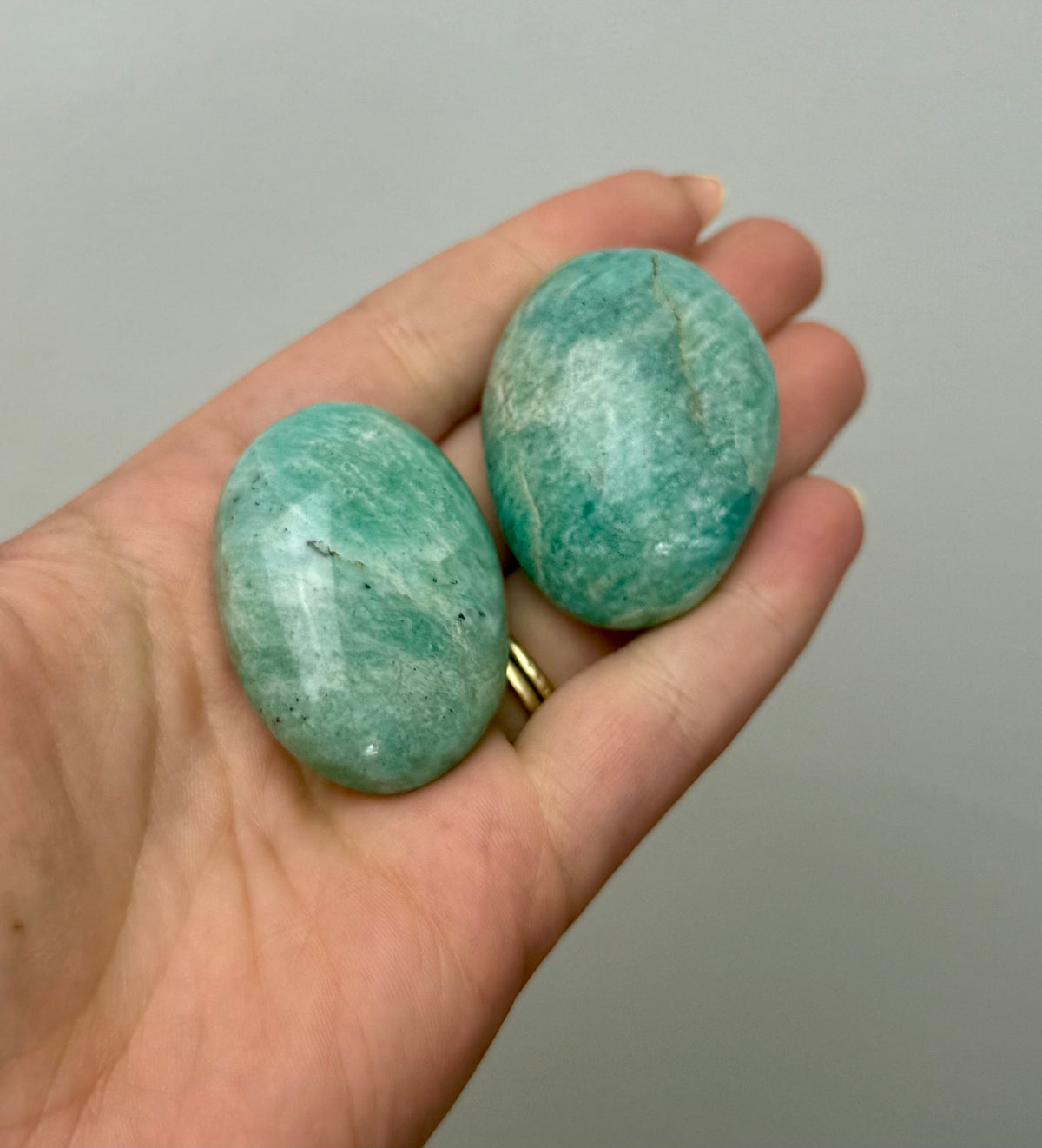 Amazonite palm stones
