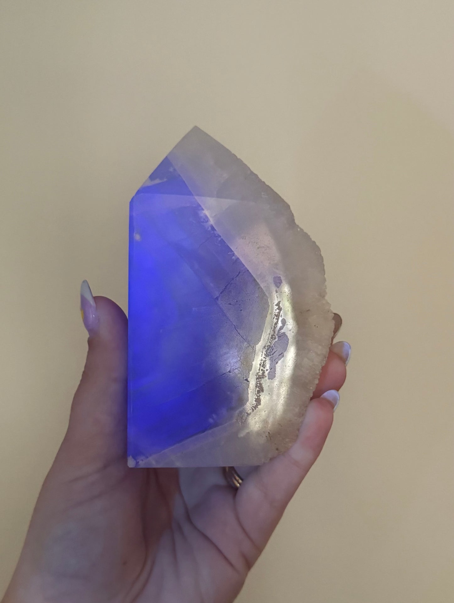 Half raw fluorite tower