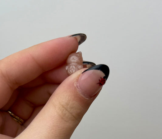 Peach moonstone sunstone mini lucky cat carvings