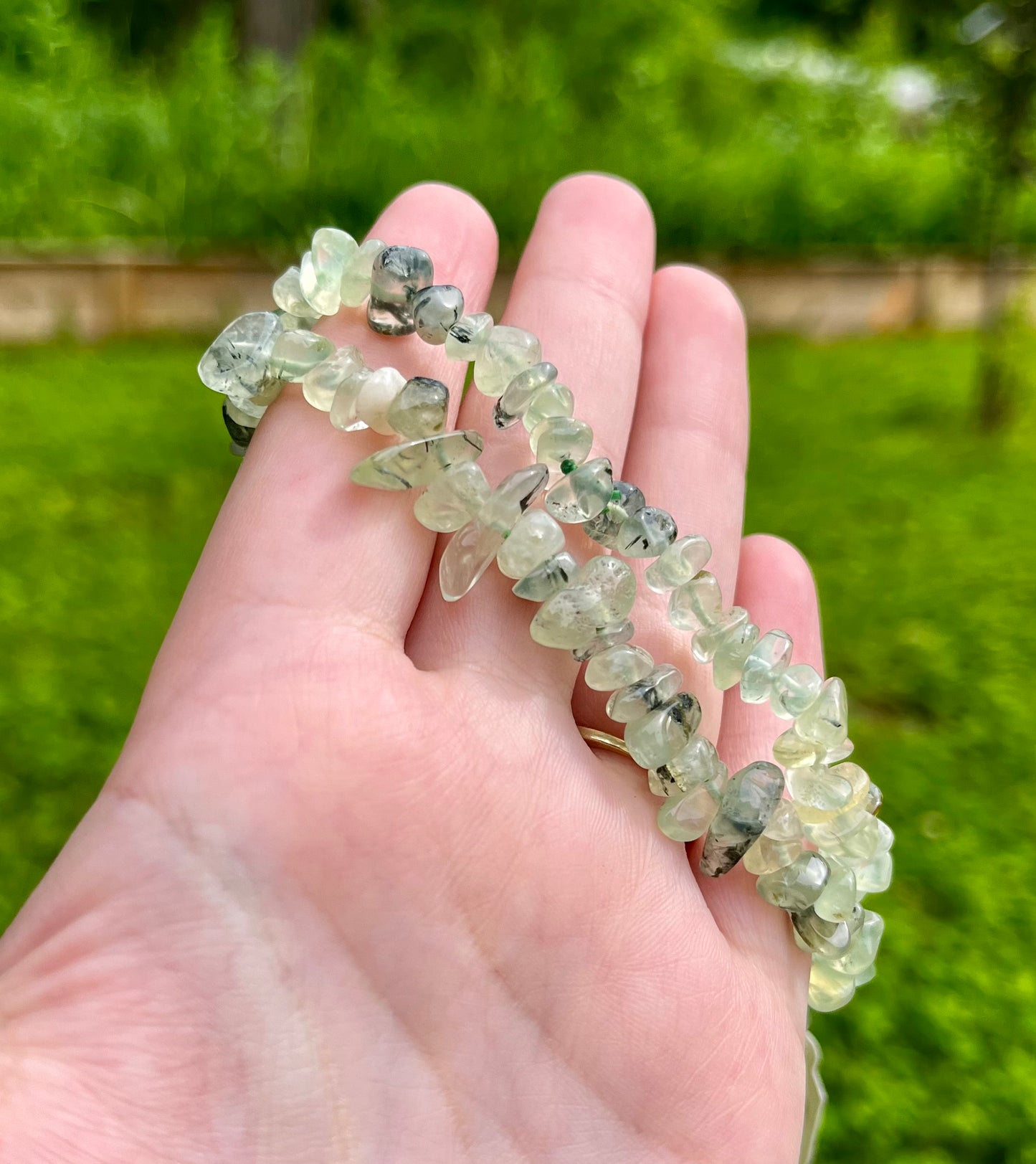 Prehnite chip bracelets