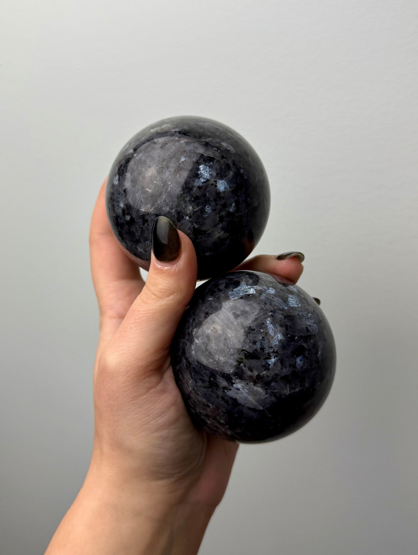 Larvikite spheres