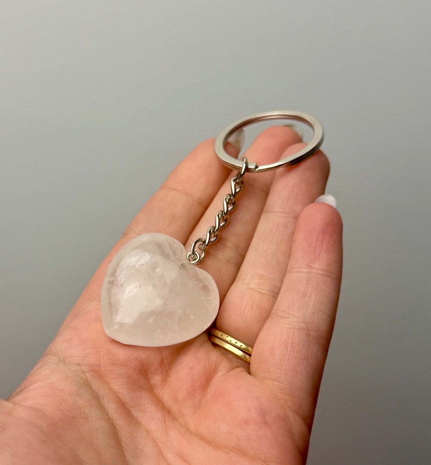 Quartz heart keychain