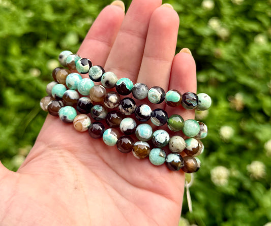 Minty green dyed orca agate bracelets