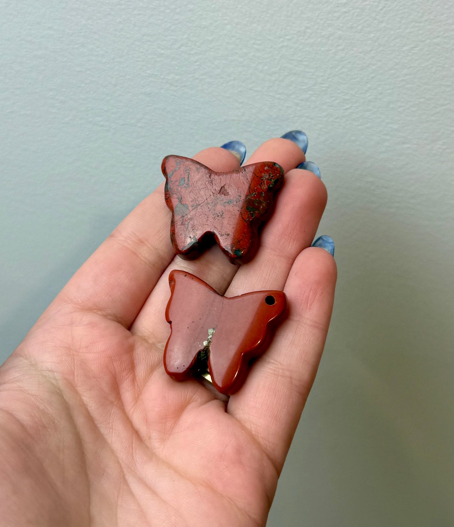 Red jasper butterfly carvings